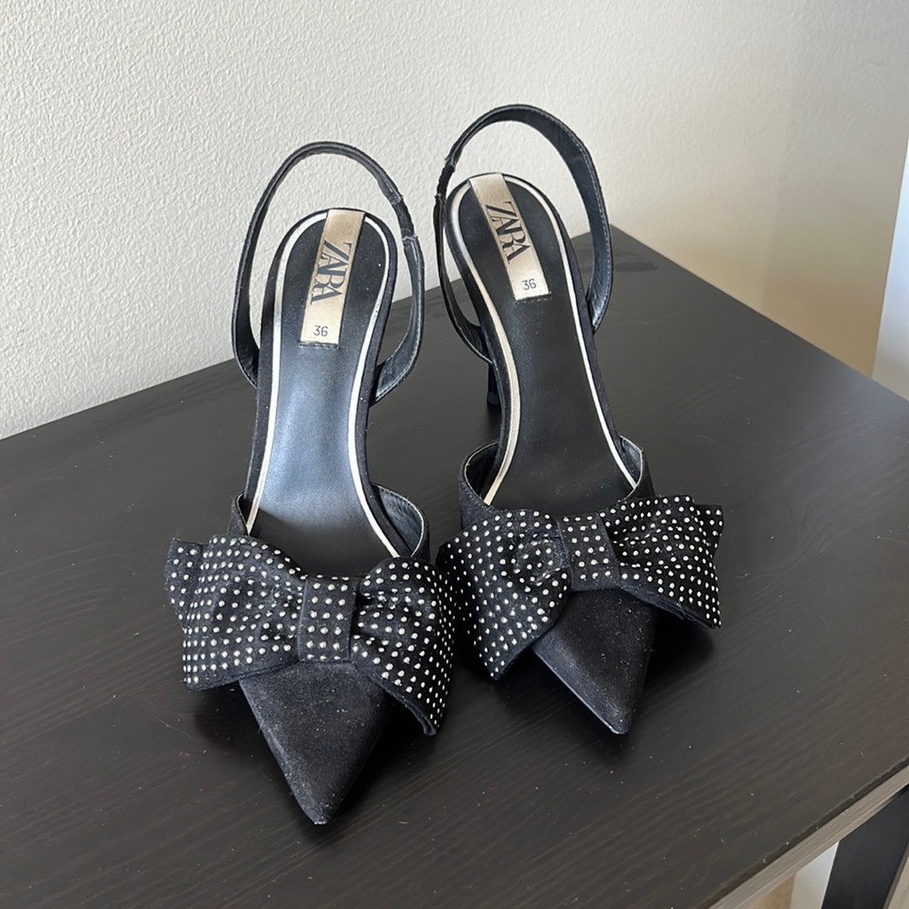 Zara Black Bow Heels 36